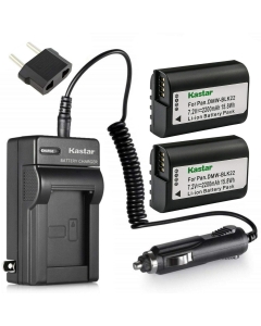 Kastar 2-Pack Battery and AC Charger with Car Adapter Compatible with Panasonic DMW-BLK22 DMWBLK22 Battery, Panasonic DMW-BTC15 BTC15 Charger, Panasonic Lumix DC-S5 DC-S5KK Mirrorless Digital Camera