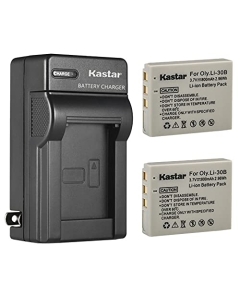 Kastar 2-Pack Battery and AC Wall Charger Replacement for Olympus Li-30B Li30B Battery, Li-30C Li30C Charger, Stylus Verve Digital, Stylus Verve Digital S, µ-Mini Digital, µ-Mini Digital S Cameras