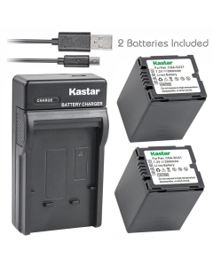 Kastar Battery (X2) & Slim USB Charger Replacement for Panasonic CGA-DU21 and NV-GS47 GS50 GS55 GS58 PV-GS150 GS200 GS300 GS320 GS400 GS500 SDR-H250 H280 VDR-D258 D300 D308 D310 D400 M74 M75 M95 M250