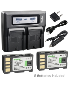 Kastar Fast Dual LCD Charger + 2X Battery for JVC BN-VF808 BN-VF808U and JVC GR-D720 GR-D725 GR-D726 GR-D728 GR-D740 GR-D745 GR-D746 GR-D750 GR-D760 GR-D770 GR-D771 GR-D775 GR-D790 GR-D793 GR-D796