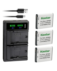 Kastar 3-Pack Battery and LTD2 USB Charger Replacement for Samsung EA-BP88A EABP88A, BP-88A BP88A Battery, Samsung DV200, DV300, DV300F, DV305, DV305F Digital Cameras