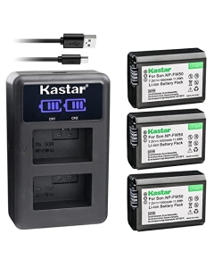 Kastar 3-Pack NP-FW50 Battery and LED2 USB Charger Compatible with Pixii A1571 Camera, Pixii A2572 Camera, Hasselblad Lunar Mirrorless Digital Camera