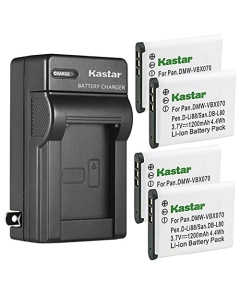 Kastar 4-Pack Battery and AC Wall Charger Replacement for Sanyo VPC-CG10EXBK-B, VPC-CG10EXP-B, VPC-CG10EXW-B, VPC-CG10GX, VPC-CG10P, VPC-CG20, VPC-CG20BK, VPC-CG20EX-B, VPC-CG21, VPC-CG88, VPC-CG100