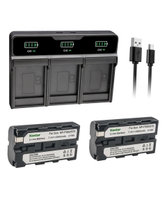 Kastar 2-Pack Battery and Triple Charger Replacement for Sony NP-F330 NP-F530 NP-F550 NP-F570 Battery