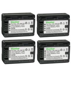 Kastar 4-Pack Battery VW-VBK180 Replacement for Panasonic HDC-TM90GK-3D, HDC-TM90K, HDC-TM90P, HDC-TM90PC, HDC-TM99, SDR-H100, SDR-H100K, SDR-H100P, SDR-H100PC, SDR-H100S, SDR-H100R, SDR-H101 Camera