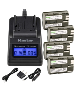 Kastar Charger + 4-Pack Battery Replacement for BP-511, BP-511A and EOS 5D, 10D, 20D, 30D, 40D, 50D, Digital Rebel 1D, D60, 300D, D30, Kiss Powershot G5, Pro 1, G2, G3, G6, G1, Pro90