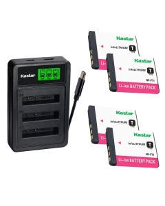 Kastar 4-Pack Battery with LZD3 USB Triple Charger Compatible with Sony NP-FT1 Type T, DSC-L1 M1 M2 T1 T3 T5 T9 T10 T11 T33 Cameras