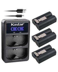 Kastar V4 Battery (3-Pack) and LCD Dual USB Charger Compatible with Ring V4, 8AB1S7 Battery, Ring Doorbell 2, Video Doorbell 2/3, Door View Cam, Spotlight Cam V4