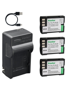 Kastar 3-Pack Battery and AC & USB-C Charger, Compatible with Olympus BLM-1 BLM-1S BLM-01 for E-1 E-3 E-30 E-520 EVOLT E-300 E-500 Cameras