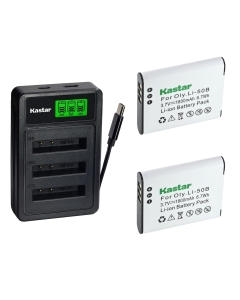 Kastar 2-Pack Battery with LZD3 USB Triple Charger Compatible with Panasonic VW-VBX090 HX-WA03 WA20 WA30 HX Series Cameras