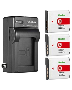 Kastar 3-Pack NP-BG1 Battery and AC Wall Charger Replacement for Sony Cyber-Shot DSC-W125, Cyber-Shot DSC-W130, Cyber-Shot DSC-W150, Cyber-Shot DSC-W170, Cyber-Shot DSC-W200, Cyber-Shot DSC-W210