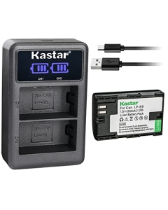 Kastar 1-Pack LP-E6 Battery and LED2 USB Charger Compatible with Blackmagic BMPCC 4K BMPCC4K Battery, Blackmagic Design Pocket Cinema Camera 4K, Blackmagic Design Pocket Cinema Camera 6K