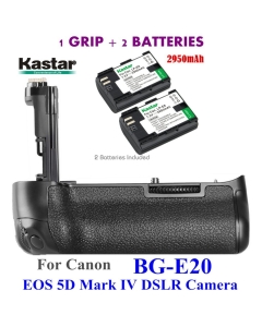 Kastar Pro Multi-Power Vertical Battery Grip (Replacement for BG-E20) + 2 x LP-E6 / LPE6N Replacement Batteries for EOS 5D Mark IV, 5D Mark 4 Digital SLR Camera