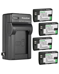 Kastar 4-Pack LP-E6 Battery and AC Wall Charger Replacement for Canon EOS 5D Mark III, EOS 5D Mark IV, EOS 5DS, EOS 5DS R, EOS 6D, EOS 6D Mark II, EOS 7D, EOS 7D SV, EOS 7D Mark II, EOS 60D