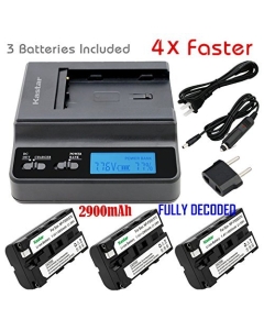 Kastar NP-F570 Battery (3-Pack) and Ultra Fast Charger(4X faster) Kit for NP-F570, NP-F550, NP-F530, NP-F330 work with Sony CCD-RV100, CCD-RV200, CCD-SC5, CCD-SC6, CCD-SC55, CCD-SC65, CCD-TRV66, CCD-TRV67, DCM-M1, DCR-SC100, DCR-TR7, DSC-CD250, DSC-CD400,