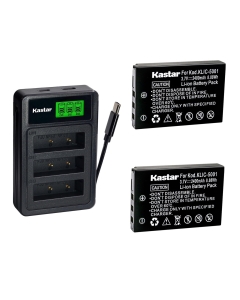 Kastar 2-Pack Battery with LZD3 USB Triple Charger Compatible with Kodak KLIC-5001 Sanyo DB-L50, EasyShare DX7440 DX7590 P850 Z760 Xacti HD1000 HD2000 Wacom Intuos4 PTK-540WL