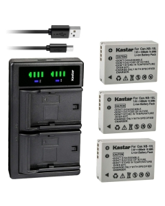 Kastar 3-Pack Battery and LTD2 USB Charger Replacement for Canon NB-10L NB10L, NB-10LH NB10LH Battery, Canon CB-2LC Charger, Canon PowerShot G1 X, PowerShot G3 X, PowerShot G15, PowerShot G16 Cameras