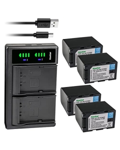 Kastar 4-Pack Battery and LTD2 USB Charger Compatible with JVC GY-HC500 GY-HC500E, GY-HC500U GY-HC500UN, GY-HC500SPC GY-HC500SPCN, GY-HC550 GY-HC550E GY-HC550UN Connected Cam 4K Handheld Camcorder