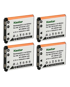 Kastar FNP-45 Battery 4-Pack Replacement for Minolta NP-45 Battery, Minolta MN5Z 20MP 5X, MN12Z 20MP 12X, MN22Z 20MP 22X, MN30WP 21 MP / 1080P HD Waterproof Digital Camera