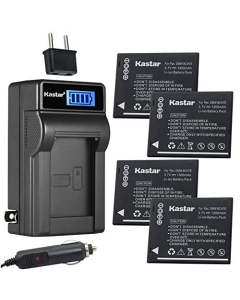 Kastar 4-Pack DMW-BCH7E Battery and LCD AC Charger Compatible with Panasonic DMW-BCH7 DMW-BCH7PP DMW-BCH7GK Battery, Panasonic DE-A75 DE-A75B, DE-A76 Charger, Panasonic Lumix DMC-FP1 FP2 FP3 FT10 TS10