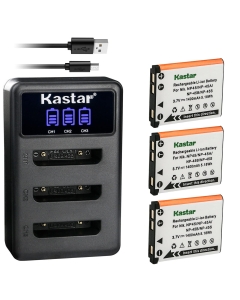 Kastar 3 Pack Battery and LCD Triple USB Charger Compatible with Fujifilm FinePix Z808EXR Z900EXR Z909EXR Z950EXR Z1000EXR Z1010EXR Z2000EXR, instax Mini 90, instax Share SP-2 Cameras