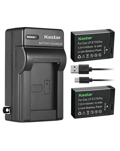 Kastar 2-Pack LP-E17H Pro Battery W/Type-C Cable and AC Wall Charger Replacement for Canon EOS 200D, EOS 250D, EOS 750D, EOS 760D, EOS 800D, EOS 850D, EOS 8000D, EOS RP, EOS R10 Mirrorless Camera