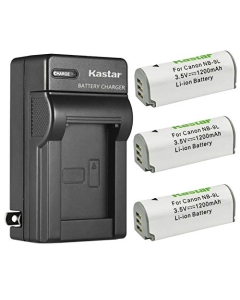 Kastar 3-Pack Battery and AC Wall Charger Replacement for Canon NB-9L, NB-9LH Battery, Canon CB-2LB, CB-2LBE Charger, Canon PowerShot N, PowerShot N2, Powershot SD4500 IS, IXUS 1000 HS, IXY 50S Camera
