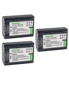Kastar Battery 3-Pack for Sony NP-FV30 NP-FV40 NP-FV50 PJ650V PJ710V PJ760V PJ790V PJ810 TD10 TD20V TD30V XR150 XR155 XR160 XR260V XR350V XR550V HXR-NX3D1U NX30U NX70U NEX-VG10 VG30 VG30H VG900