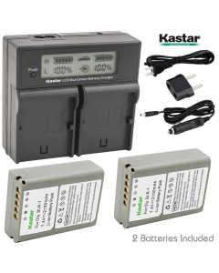 Kastar LCD Dual Fast Charger & 2 x Battery for Olympus BLN-1, BCN-1, BLN1 and Olympus OM-D E-M1, OM-D E-M5, Pen E-P5 Digital Camera