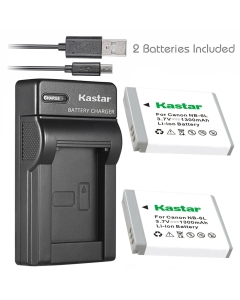Kastar Battery (X2) & Slim USB Charger for Canon NB-6L and PowerShot SX710 HS SX530 HS SX520 HS SX510 HS SX500 is SX700SX280 SX260 SX170 SD1300 SD1200 SD980 SD770 SD1300D30 D20 D10 IXUS 85 95 200