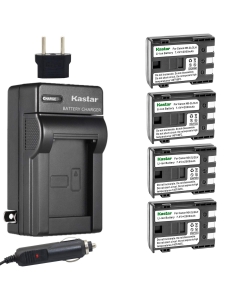 Kastar NB-2L Battery (4-Pack) and Charger Kit for Canon NB-2L NB-2LH NB-2L12 NB-2L14 NB-2L24 BP-2L5 BP-2LH and Canon EOS Digital Rebel XT Xti Cameras