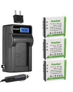 Kastar 3-Pack FNP-50 Battery and LCD AC Charger Compatible with Fujifilm NP-50 NP-50A Battery, BC-50, BC-45W Charger, Fujifilm FinePix XP110, FinePix XP150, FinePix XP160, FinePix XP170, FinePix XP200
