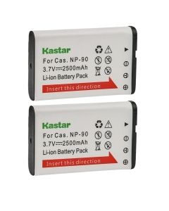 Kastar 2-Pack Battery Replacement for Casio NP-90 NP-90DBA Battery, BC-90L Charger, Casio Exilim EX-FH100 EX-FH100BK, Exilim EX-H10, Exilim EX-H15, Exilim EX-H20 EX-H20G EX-H20GBK EX-H20GSR Cameras