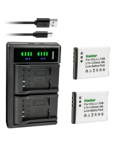 Kastar 2-Pack Battery and LTD2 USB Charger Compatible with Olympus Li-70B Battery, Olympus VG-110, VG-120, VG-130, VG-140, VG-145, VG-150, VG-160, VR-120, VR-130, VR-140, VR-145, X-940, X-990 Camera