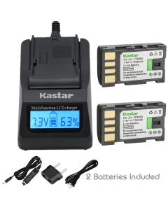 Kastar Fast Charger and Battery 2-Pack for JVC BN-VF808 BN-VF808U and GZ-MG177 GZ-MG230 GZ-MG255 GZ-MG275 GZ-MG330 GZ-MG335 GZ-MG340 GZ-MG360 GZ-MG365 GZ-MG430 GZ-MG435 GZ-MG465 GZ-MG555 GZ-MG575