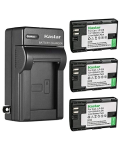 Kastar 3-Pack LP-E6 Battery and AC Wall Charger Replacement for Canon EOS 5D Mark III, EOS 5D Mark IV, EOS 5DS, EOS 5DS R, EOS 6D, EOS 6D Mark II, EOS 7D, EOS 7D SV, EOS 7D Mark II, EOS 60D