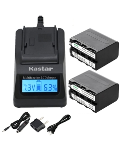 Kastar Fast Charger + 2 Battery for Sony NP-F970 NP-F960 F970 F960 F975 F950 and DCR-VX2100 HDR-AX2000 FX1 FX7 FX1000 HVR-HD1000U V1U Z1P Z1U Z5U Z7U HXR-MC2000U FS100U FS700U and LED Video Light