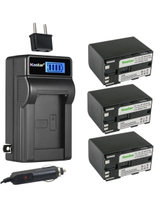 Kastar 3-Pack BP-970G Battery and LCD AC Charger Compatible with Canon Optura Pi, Ultura, Vistura, UC-V10 UC-V10Hi, UC-V20, UC-V30, UC-V100, UC-V200, UC-V300, UC-X1 UC-X1Hi, UC-X2 UC-X2Hi Camera