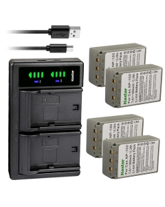 Kastar 4-Pack CNP100 Battery and LTD2 USB Charger Compatible with Casio NP-100 NP-100L NP-100DBA Battery, Casio BC-100L Charger, Casio Exilim Pro EX-F1 EXF1, Exilim Pro EX-F1BK EXF1BK Camera