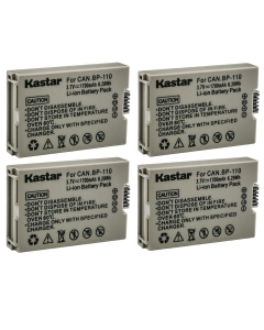 Kastar 4-Pack BP-110 Battery 3.7V 1700mAh Replacement for Canon VIXIA HF R27 HFR27, VIXIA HF R26 HFR26, VIXIA HF R206 HFR206, VIXIA HF R205 HFR205 Cameras