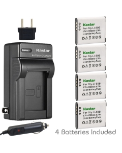 Kastar Battery (4-Pack) and Charger Kit for Panasonic VW-VBX090, Olympus Li-50B Work with Panasonic HX-WA03, HX-WA2, HX-WA20, HX-WA3, HX-WA301 Digital Cameras