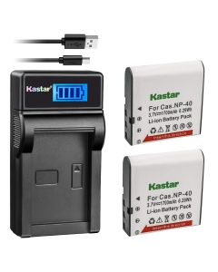 Kastar Battery (X2) & Slim LCD Charger for Casio NP-40 NP40 & Kodak LB-060 AZ521 AZ361 AZ501 AZ522 AZ362 AZ526, HP D3500 SKL-60 V5060H V5061U Cameras and SUN06 YCO6 Full HD Portable Camcorders