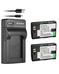 Kastar Battery (X2) Slim USB Charger for Canon LP-E6 LP-E6N, EOS 60D 60Da EOS 70D XC10 EOS 5D Mark II 5D Mark III 5D Mark IV, EOS 5DS 5DS R, EOS 6D 7D Mark II, BG-E14 BG-E13 BG-E11 BG-E9 BG-E7 BG-E6
