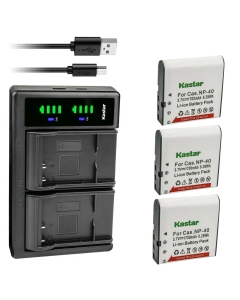 Kastar 3-Pack Battery and LTD2 USB Charger Replacement for Casio Exilim Zoom EX-Z30, Exilim Zoom EX-Z300, Exilim Zoom EX-Z40, Exilim Zoom EX-Z450, Exilim Zoom EX-Z50, Exilim Zoom EX-Z500