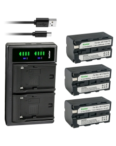 Kastar NP-F770 Battery 3-Pack and LTD2 USB Charger Compatible with HVR-V1 HVR-Z1 HVR-Z5 HVR-Z7 HVR-AU1 HXR-MC1500 HXR-MC2000 HXR-MC2500 HXR-NX100 HXR-NX3 HXR-NX5 HXR-NX5R MPK-DVF4 Camera