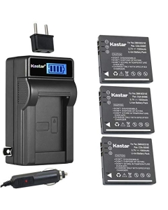 Kastar 3-Pack DMW-BCE10 Battery and LCD AC Charger Compatible with Panasonic Lumix DMC-FX33EG-K DMC-FX33EG-S DMC-FX33EG-T, Lumix DMC-FX35 DMC-FX35A DMC-FX35EG-A DMC-FX35EG-K DMC-FX35EG-N DMC-FX35EG-S