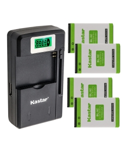 Kastar 4-Pack BL-5C Battery and Smart LCD Charger Replacement for Avaya R5 4027 4070 NTTQ81EAE6 NTTQ82EAE6, Avus C12, Avus C22, Beatfoxx Beachside BS-20BTB, Becker Mamba, Becker Mamba.4 CE LMU EU