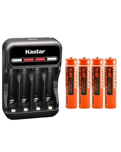 Kastar 4-Pack Battery and CMH4 Smart USB Charger Compatible with Panasonic 1.2V 400mAh BK40AAABU, 1.2V 550mAh HHR-4DPA/4B HHR-55AAABU, 1.2V 650mAh HHR-65AAABU, 1.2V 750mAh HHR-75AAA/BU Battery