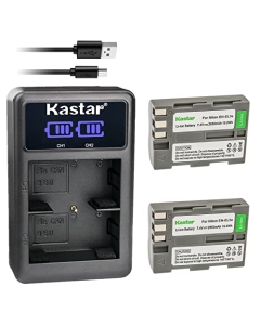 Kastar 2-Pack EN-EL3E Battery and LED2 USB Charger Compatible with Nikon EN-EL3e, EN-EL3a, EN-EL3 Battery, Nikon MH-18, MH-18a, MH-19 Charger, Nikon MB-D10, MB-D80 Battery Grip