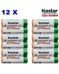 Kastar AA (12-Pack) Ni-MH 2700mAh Super High-Capacity Rechargeable Batteries Pre-Charged.